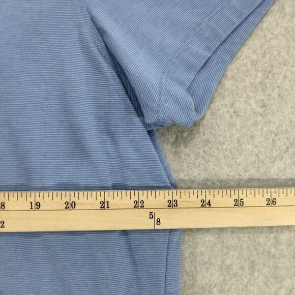 Alfani NEW! Polo Shirt Mens XXL Blue Short Sleeve Regular Fit Striped Gold Work - Picture 5 of 10